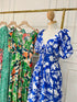 Summer V-Neck Puff Sleeves Back Tie Maxi Dress